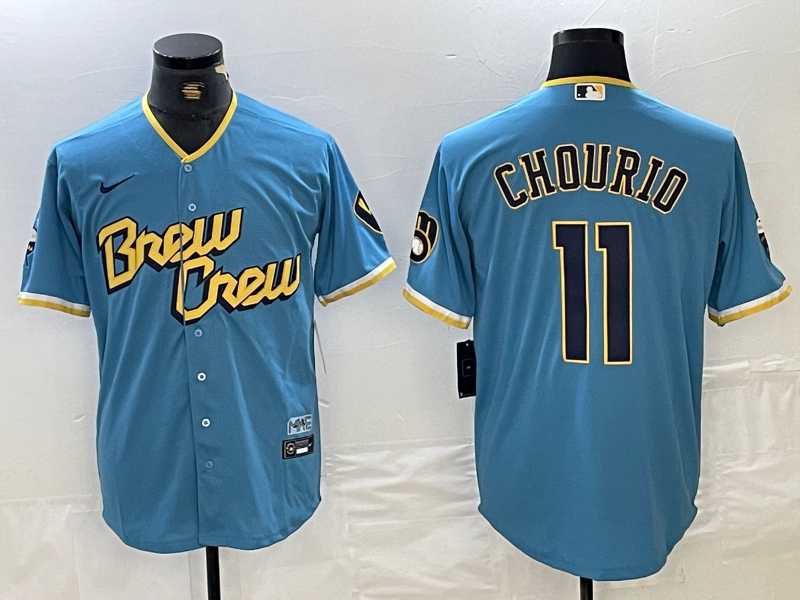 Milwaukee Brewers #11 Jackson Chourio Blue 2022 City Connect Cool Base Stitched Jersey,We sell and wholesale Milwaukee Brewers #11 Jackson Chourio Blue 2022 City Connect Cool Base Stitched Jersey on line form chian!